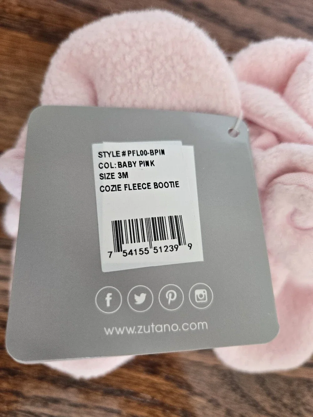 ZUTANO| Baby Fleece Booties Set - Pink & Gray